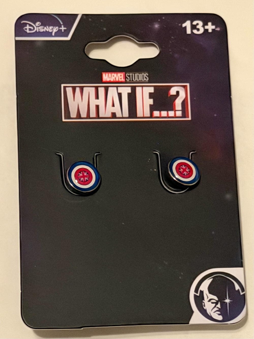 Marvel What If? Captain Carter Shield Stud Earrings